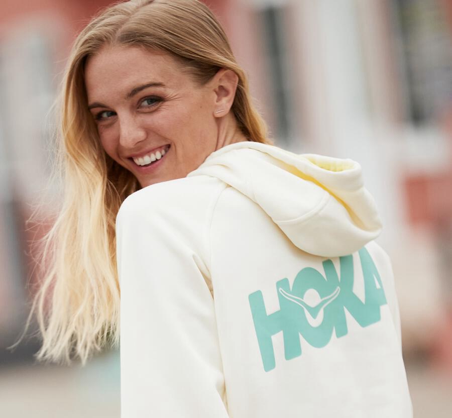 Hoka One One Kapşonlu Sweatshirt Kadın Beyaz - Bondi - TZ2814709